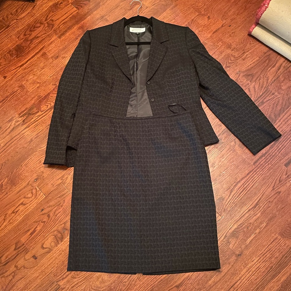 Tahari Suit Skirt Set Black 14